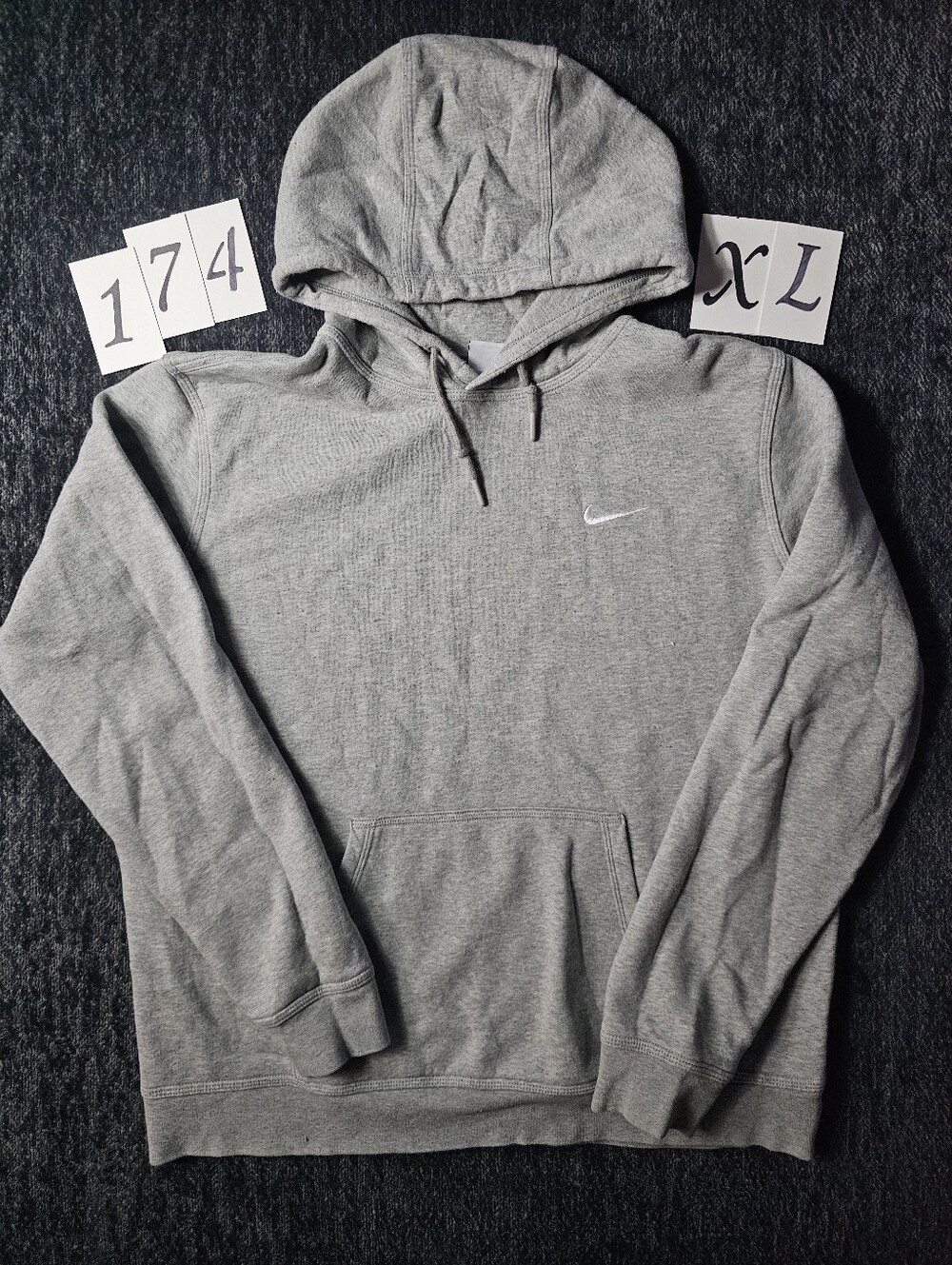 Nike Gray Pullover Hoodie with White Swoosh - XL